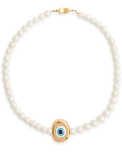 Timeless Pearly Timeless Y Evil Eye Necklace - White