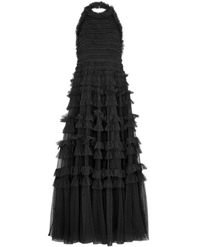 Needle & Thread Lisette Ruffled Tulle Gown - Black