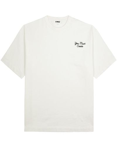 YMC Triple Embroidered Cotton T-shirt - White