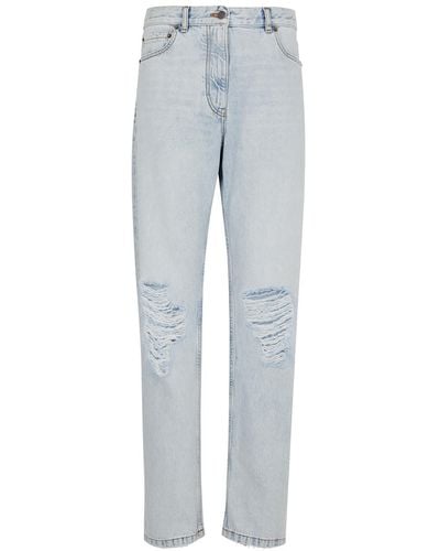 The Row Burty Ripped Straight-Leg Jeans - Grey