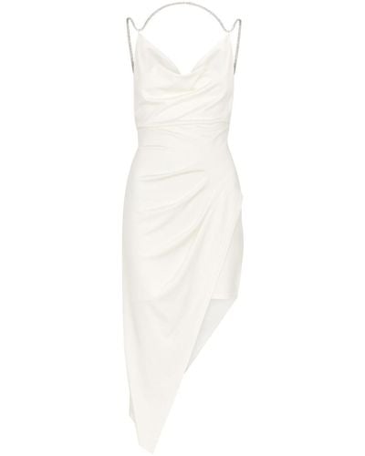 Alice + Olivia Coral Embellished Satin-Jersey Midi Dress - White