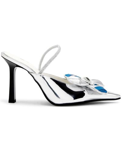 Ancuta Sarca Poppy 100 Metallic Leather Slingback Court Shoes - White