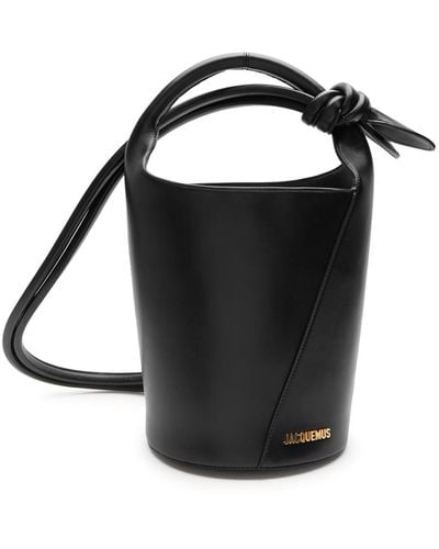 Jacquemus Le Petit Tourni Leather Bucket Bag - Black