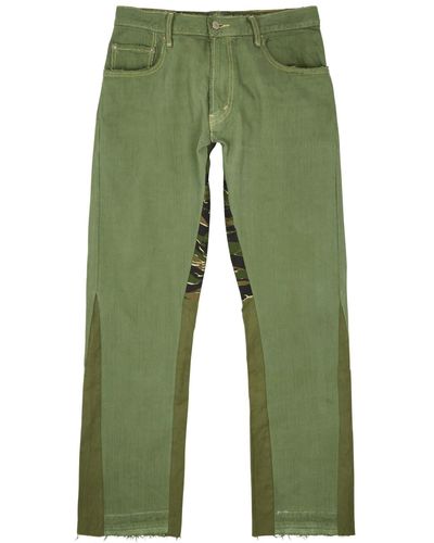 Jeanius Bar Atelier Paneled Flared Jeans - Green