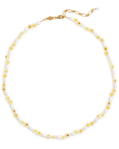 Anni Lu Daisy Flower 18kt Gold-plated Beaded Necklace - White