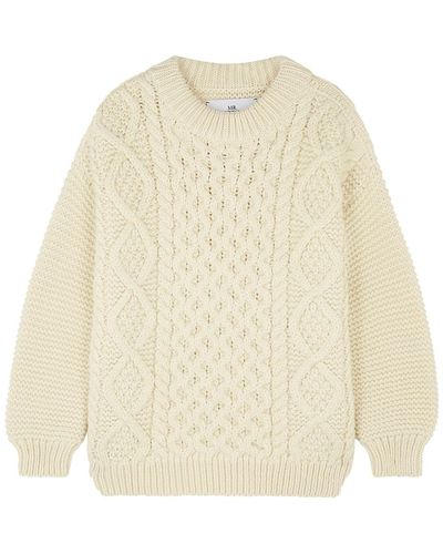 Mr. Mittens Aran-Knit Wool Sweater - Natural