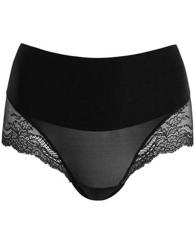 Spanx Undie-Tectable Lace-Trimmed Seamless Briefs - Black