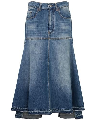 Victoria Beckham Patched Midi Skirt - Blue