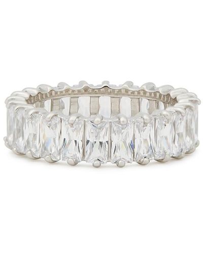 Rosie Fortescue Jewellery Crystal-Embellished Rhodium-Plated Ring - White