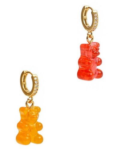Crystal Haze Jewelry Nostalgia Bear 18kt Gold-plated Hoop Earrings - Orange