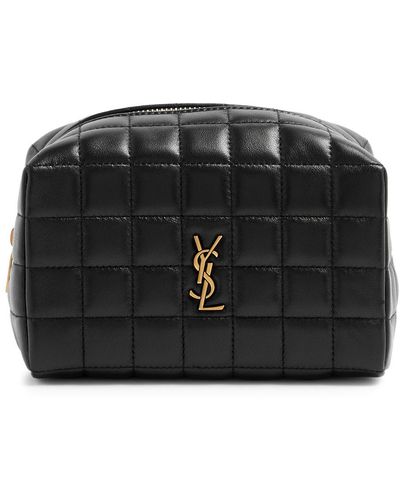 Saint Laurent Quilted Leather Cosmetics Pouch - Black