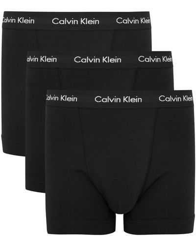 Calvin Klein Logo Stretch-cotton Trunks - Black
