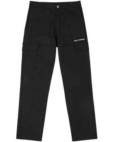 Daily Paper Logo-embroidered Twill Cargo Trousers - Black