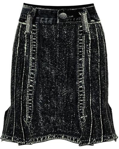Ph5 Dahlia Intarsia Stretch-knit Mini Skirt - Black