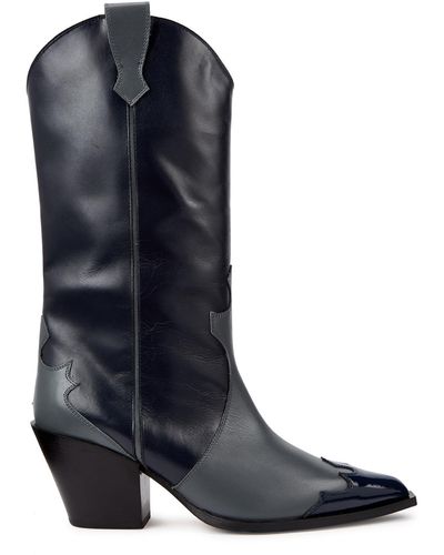 Aeyde Ariel 75 Leather Cowboy Boots - Black
