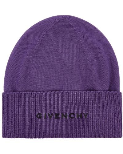 Givenchy Logo-Embroidered Wool Beanie - Purple