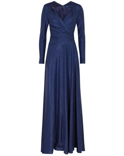 Talbot Runhof Wrap-effect Metallic Gown - Blue
