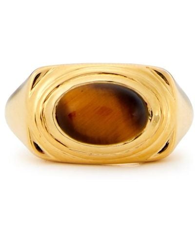 Daisy London Tigers Eye Bold 18kt Gold-plated Ring - Brown