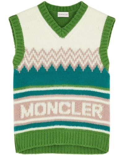 Moncler Logo Wool Vest - Green