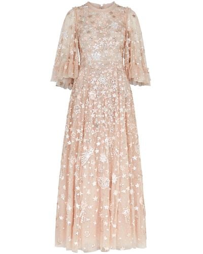 Needle & Thread Constellation Sequin-embellished Tulle Gown - Natural