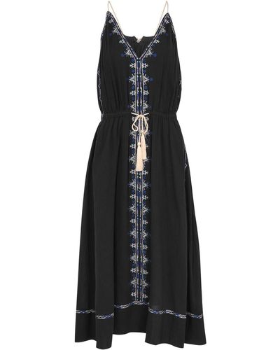 Isabel Marant Siana Embroidered Cotton-Voile Midi Dress - Black