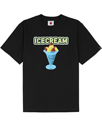 ICECREAM Sundae Printed Cotton T-Shirt - Black