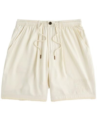 Honor The Gift Blanket Stitch Satin Shorts - Natural