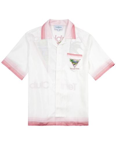Casablancabrand Tennis Club Print Silk-Satin Shirt - White