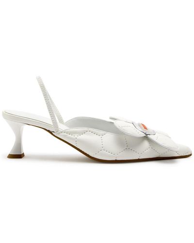 Ancuta Sarca Daisy 65 Vegan Leather Slingback Court Shoes - White