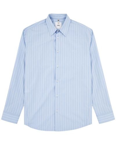 OAMC Mark Striped Cotton Shirt - Blue