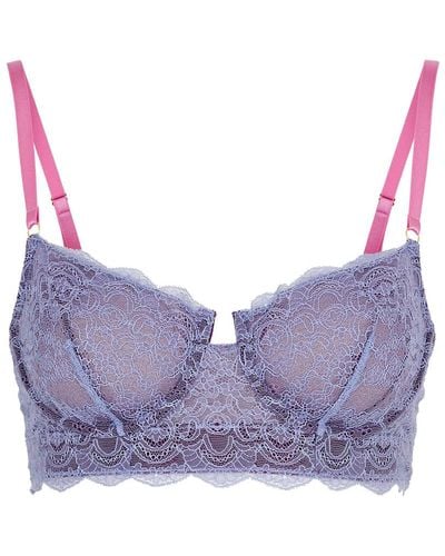 Dora Larsen Savannah Lace And Tulle Underwired Bra - Purple