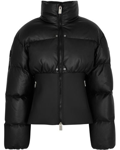 3 MONCLER GRENOBLE 6 1017 Alyx 9sm Yongal Quilted Panelled Leather Jacket - Black