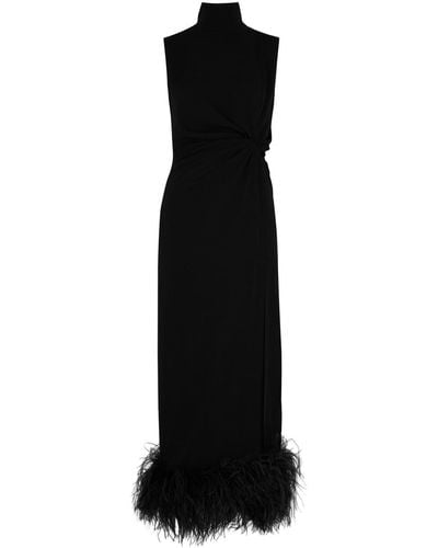 16Arlington Maika Feather-trimmed Maxi Dress - Black