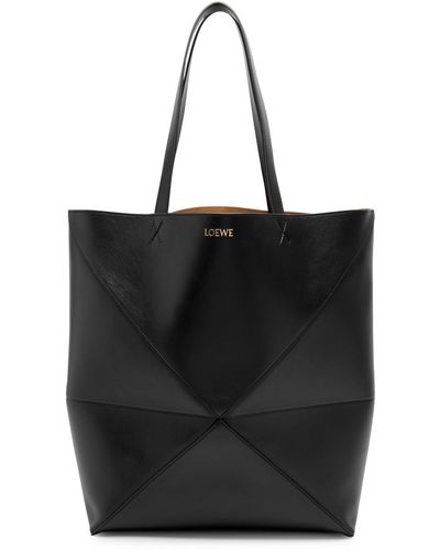 Loewe Puzzle Fold Large Leather Tote - Black