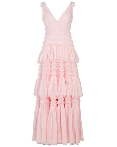 Needle & Thread Candice Ruffled Tulle Gown - Pink