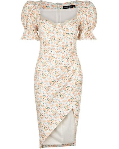 Lavish Alice Floral-print Cotton-blend Dress - Natural