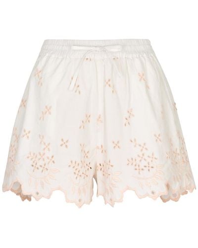 Damson Madder Lana Broderie Anglaise Cotton Shorts - Natural