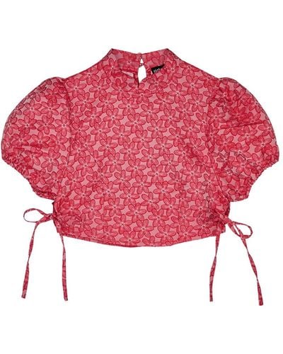 Sister Jane Flower Power Floral-jacquard Top - Red