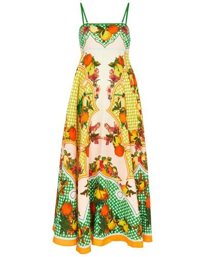ALÉMAIS Graphic-print Linen Dress - Multicolour