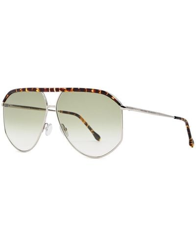 Isabel Marant Pilot Oversized Aviator-style Sunglasses - Metallic