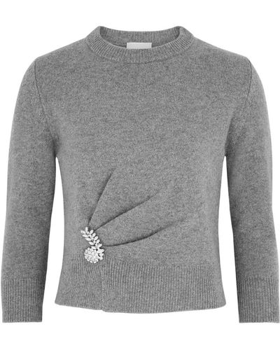 Erdem Brooch-embellished Wool Sweater - Gray