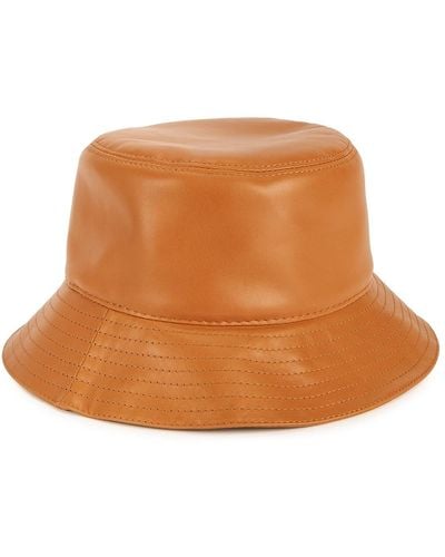 Loewe Logo Leather Bucket Hat - Brown