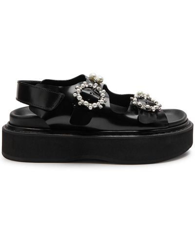 Simone Rocha Embellished Leather Platform Sandals - Black