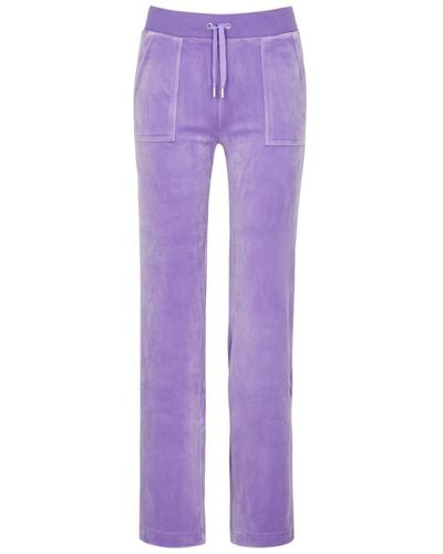 Juicy Couture Del Ray Logo Velour Sweatpants - Purple