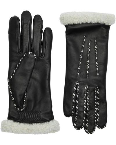Agnelle Marie Louise Leather Gloves - Black