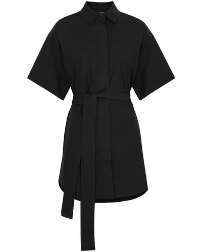 AEXAE Cotton-poplin Mini Shirt Dress - Black