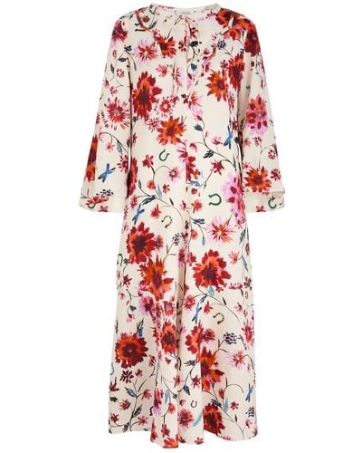 Dorothee Schumacher Floral Ease Printed Linen Midi Dress - Red