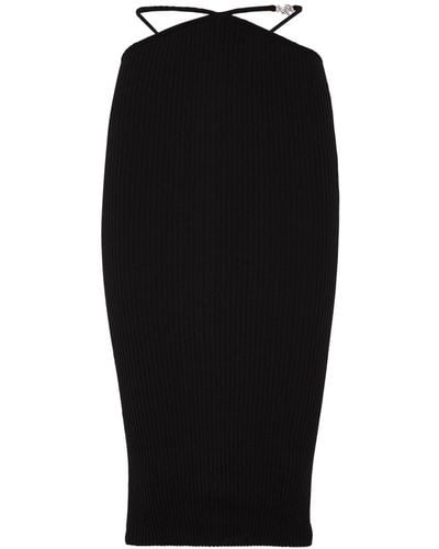 Amiri Logo Cut-Out Cotton-Blend Midi Skirt - Black