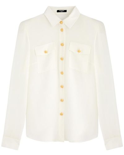 Balmain Silk Crepe De Chine Shirt - White