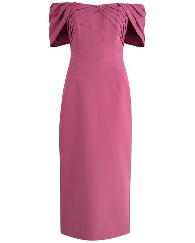 Rebecca Vallance Anais Off-The-Shoulder Crepe Midi Dress - Purple